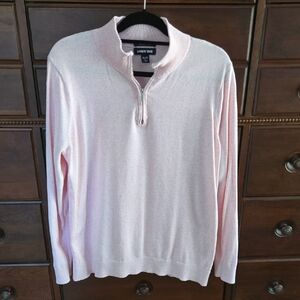 Lands End Women's Heathered Pink Quarter Zip Pullover Sweater Size XL